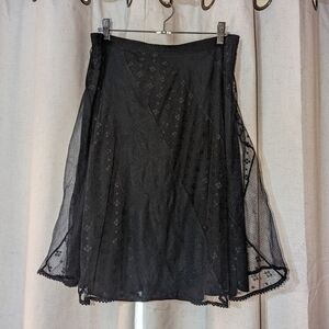 Express Black Mesh Embroidered Tulle Lines Skirt